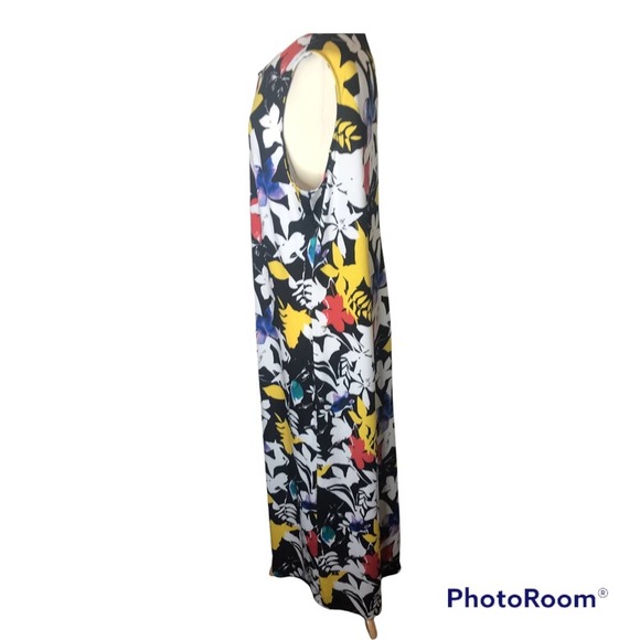 ANTHONY Black and Yellow Print sleeveless maxi dress, size P1X - Picture 5 of 9